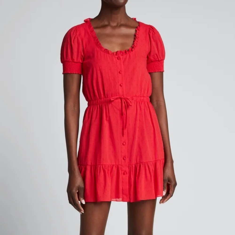 Alice + Olivia Avi Red button up cotton mini Women's Dress size 0